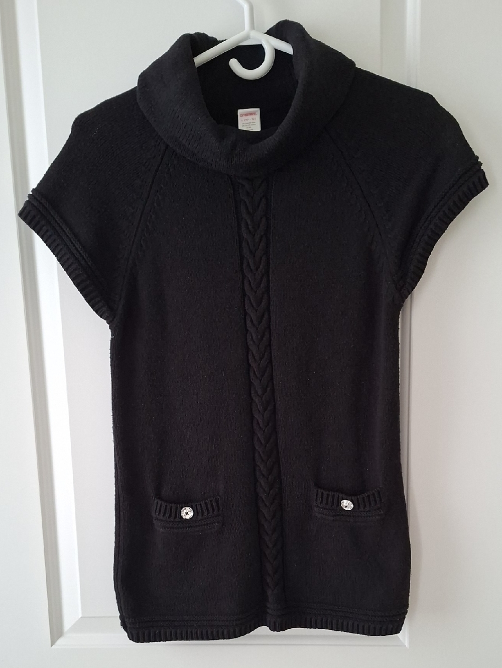 Gymboree Girl Black Short-Sleeve Cable Turtleneck Tunic with pockets size 10-12